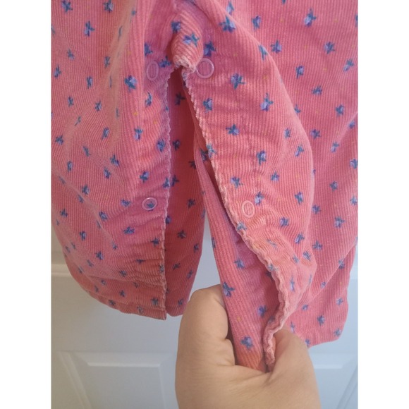 VTG 80s OshKosh B'gosh Pink Floral Print Corduroy Bib Overalls 18 Months - Picture 7 of 16